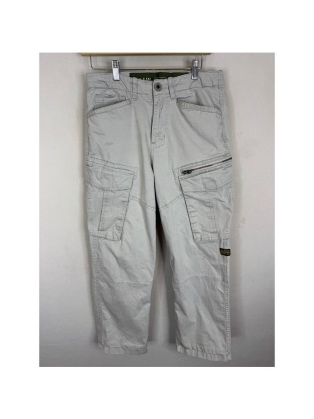 G-Star Raw Cargo Pants Men 30X29 Light Grey Straight Leg Utility Trousers hemmed